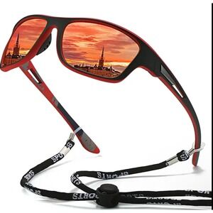 Sport Polarized Sunglasses Red Fire Mirrored Lens Driving Fishing Cycling Golf‎